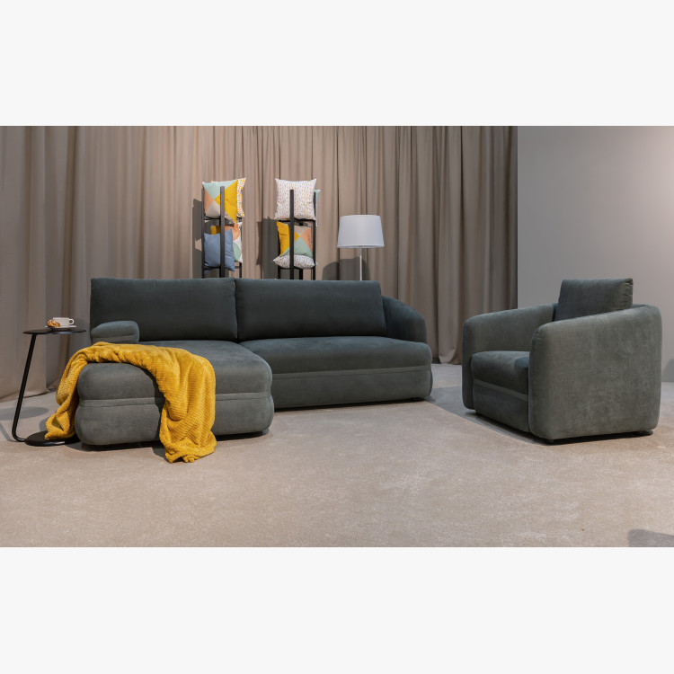 Menšia retro rohová sedačka s funkciou spania, ľavá