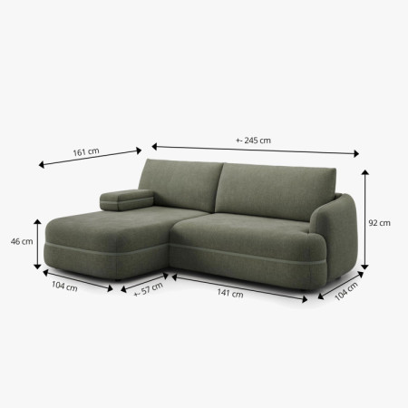 Menšia retro rohová sedačka s funkciou spania, ľavá