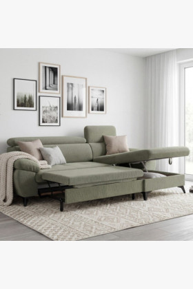 Rohová sedačka s funkciou spania zelená - turtle , Roh vpravo