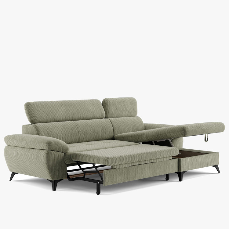 Rohová sedačka s funkciou spania zelená - turtle , Roh vpravo