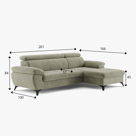 Rohová sedačka s funkciou spania zelená - turtle , Roh vpravo