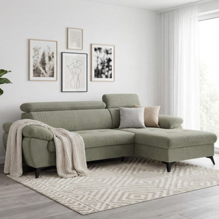 Rohová sedačka s funkciou spania zelená - turtle , Roh vpravo