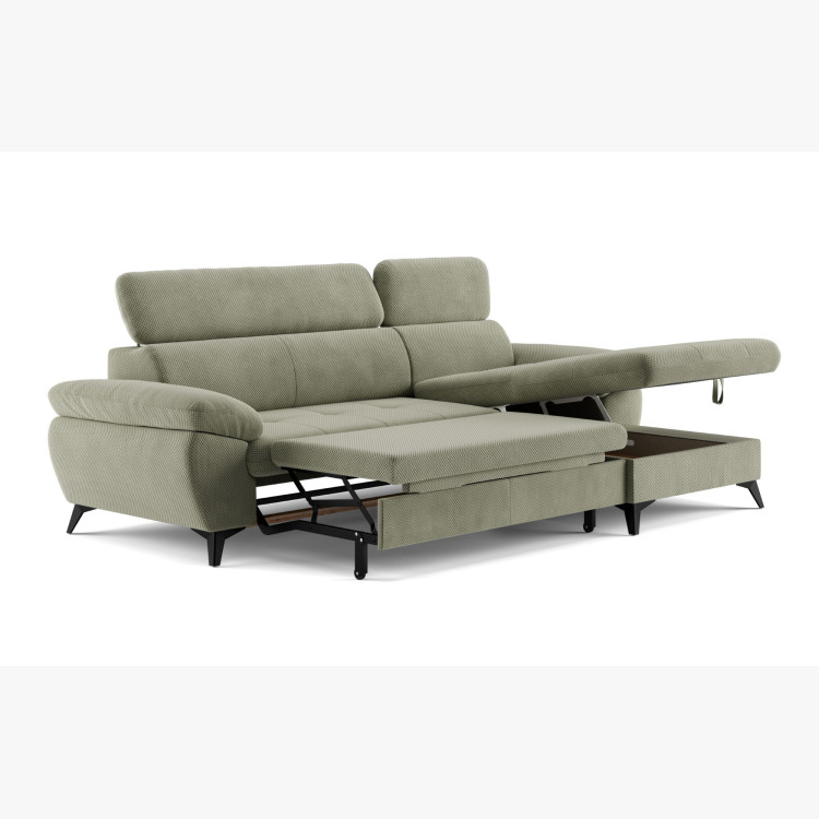 Rohová sedačka s funkciou spania zelená - turtle , Roh vpravo