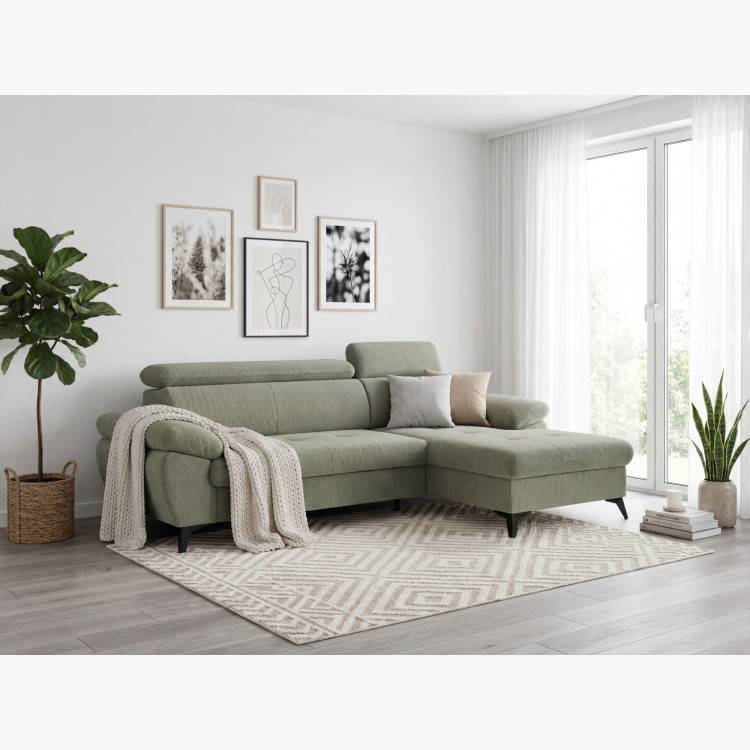 Rohová sedačka s funkciou spania zelená - turtle , Roh vpravo