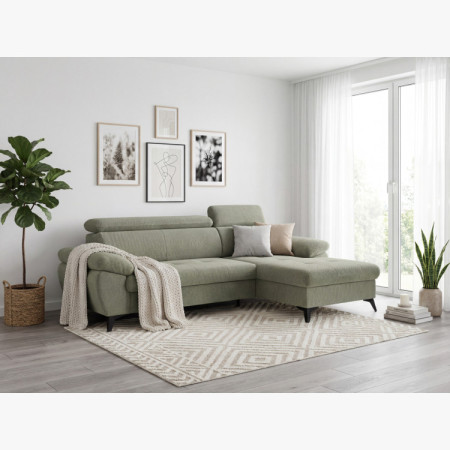 Rohová sedačka s funkciou spania zelená - turtle , Roh vpravo