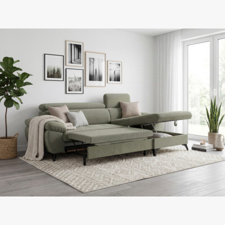 Rohová sedačka s funkciou spania zelená - turtle , Roh vpravo