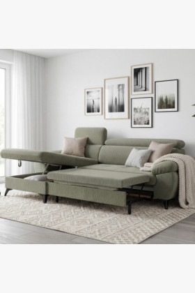 Rohová sedačka s funkciou spania zelená - turtle , Roh vľavo 2