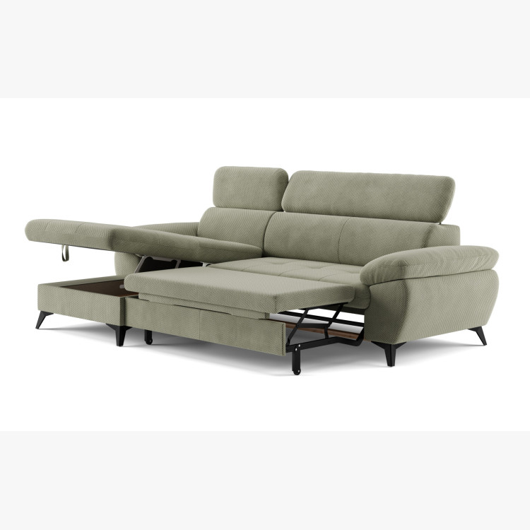 Rohová sedačka s funkciou spania zelená - turtle , Roh vľavo