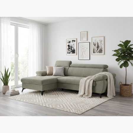 Rohová sedačka s funkciou spania zelená - turtle , Roh vľavo