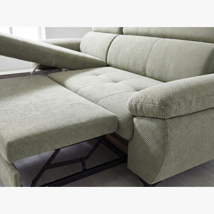 Rohová sedačka s funkciou spania zelená - turtle , Roh vľavo