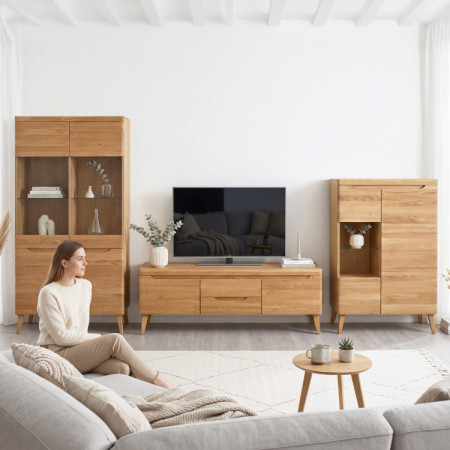 Dubový TV stolík na nohách, Praha typ 25