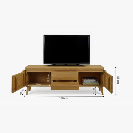 Dubový TV stolík na nohách, Praha typ 25