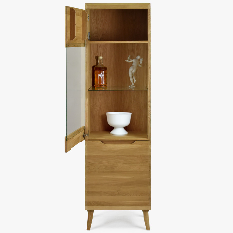 Vysoká vitrína z masívu dub na nohách, Praha typ 10