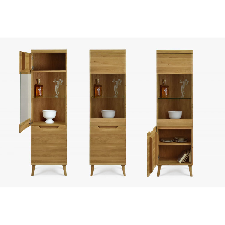 Vysoká vitrína z masívu dub na nohách, Praha typ 10