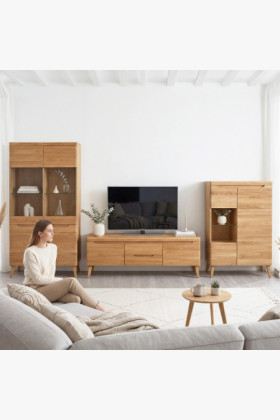 Dubová obývacia stena Praha - na nohách