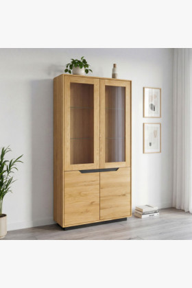 Drevená dubová 2 dverová vitrína, Budapest