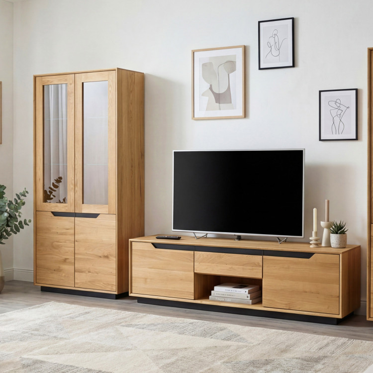 Drevená dubová 2 dverová vitrína, Budapest