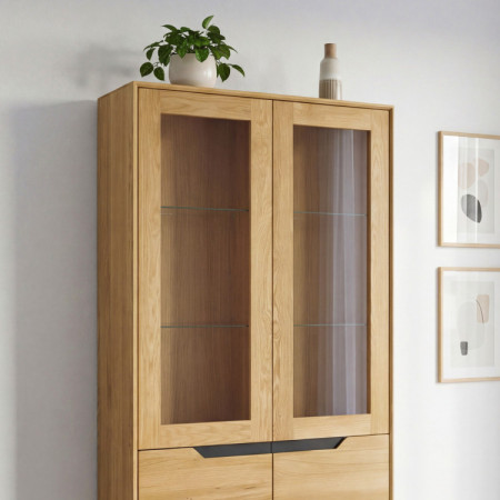 Drevená dubová 2 dverová vitrína, Budapest