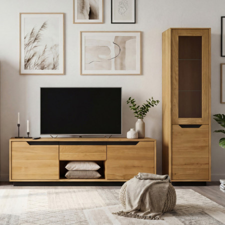 Dubová TV komoda s dvierkami a šuflíkom, Budapest