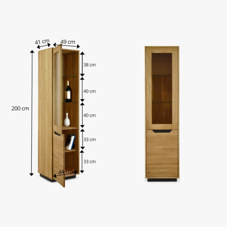 Drevená dubová 1-dverová vitrína, Budapest