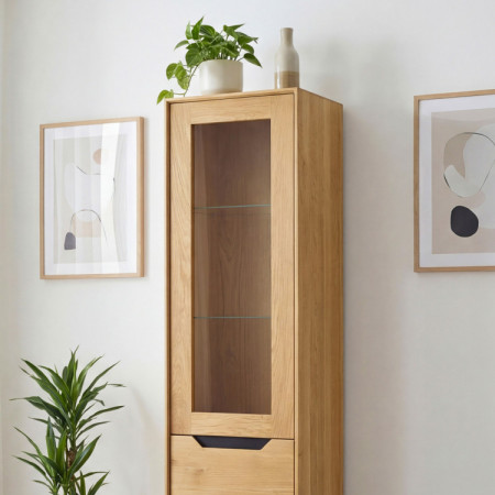 Drevená dubová 1-dverová vitrína, Budapest