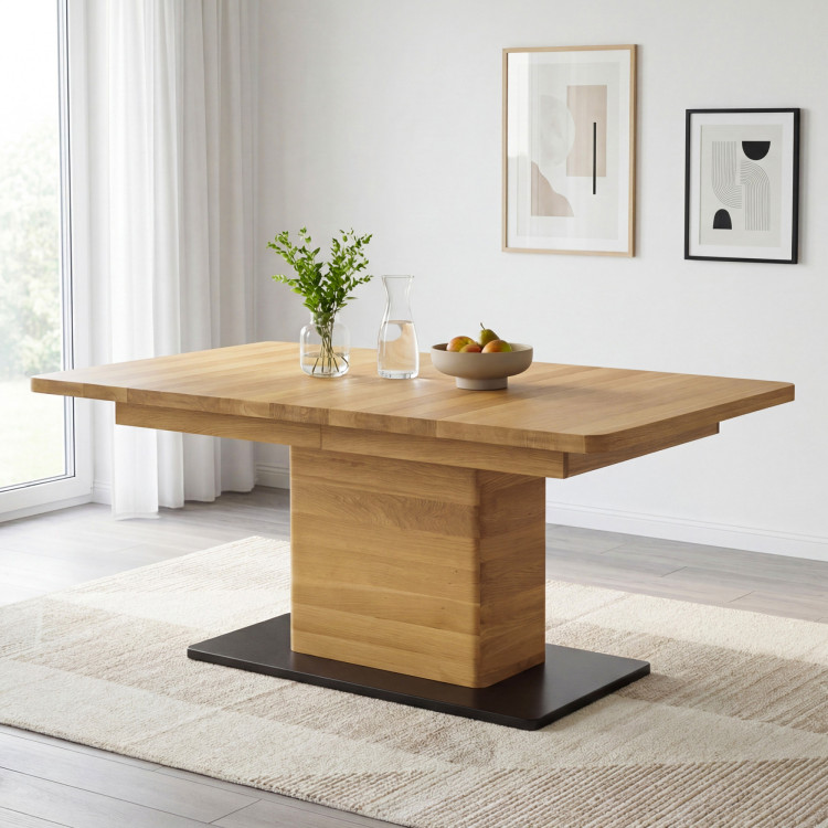 Dubový rozkladací jedálenský stôl na jednej nohe