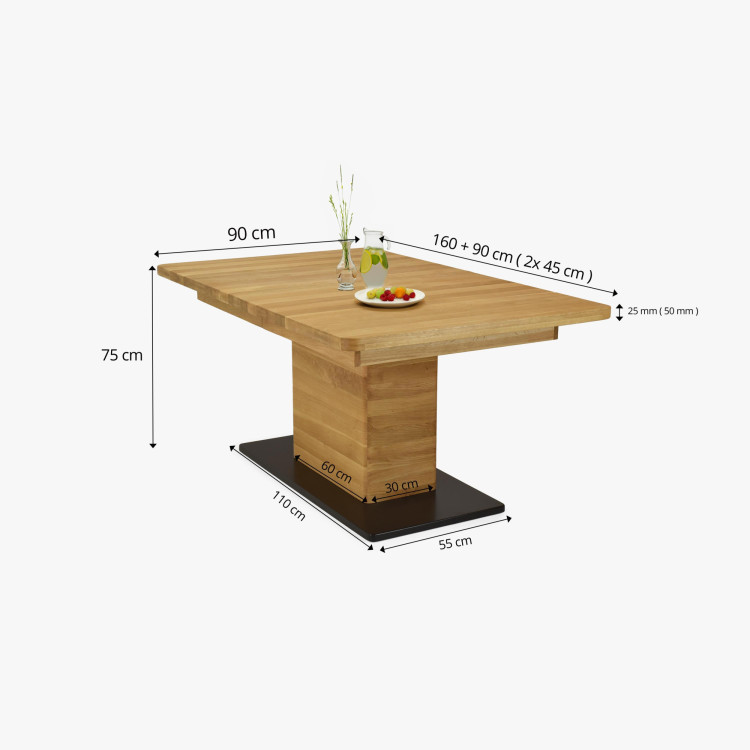 Dubový rozkladací jedálenský stôl na jednej nohe
