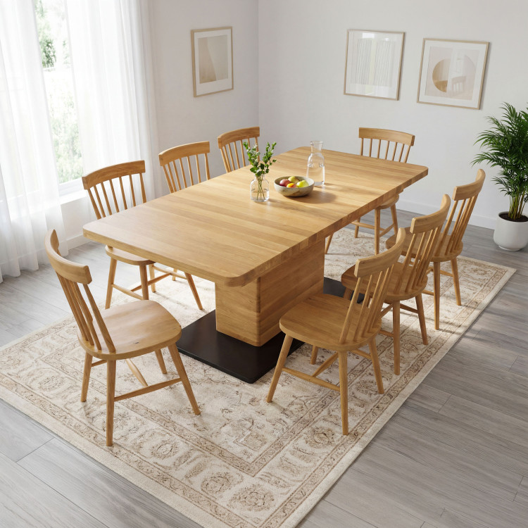 Dubový rozkladací jedálenský stôl na jednej nohe