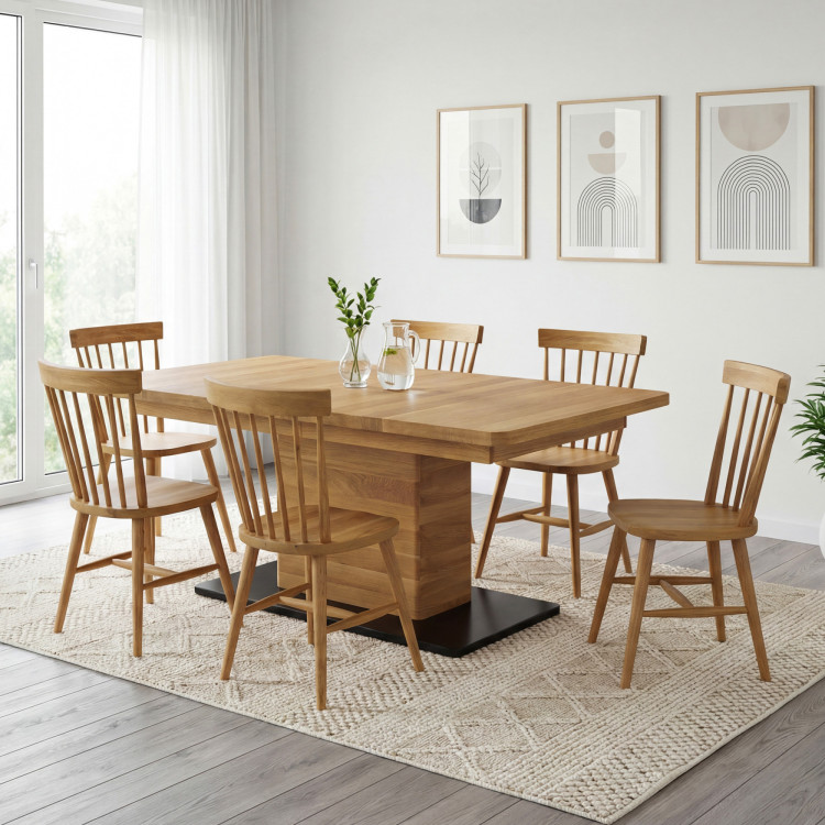 Dubový rozkladací jedálenský stôl na jednej nohe