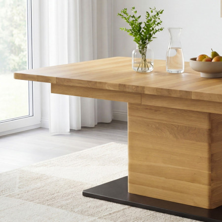 Dubový rozkladací jedálenský stôl na jednej nohe