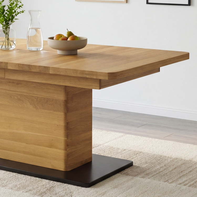 Dubový rozkladací jedálenský stôl na jednej nohe