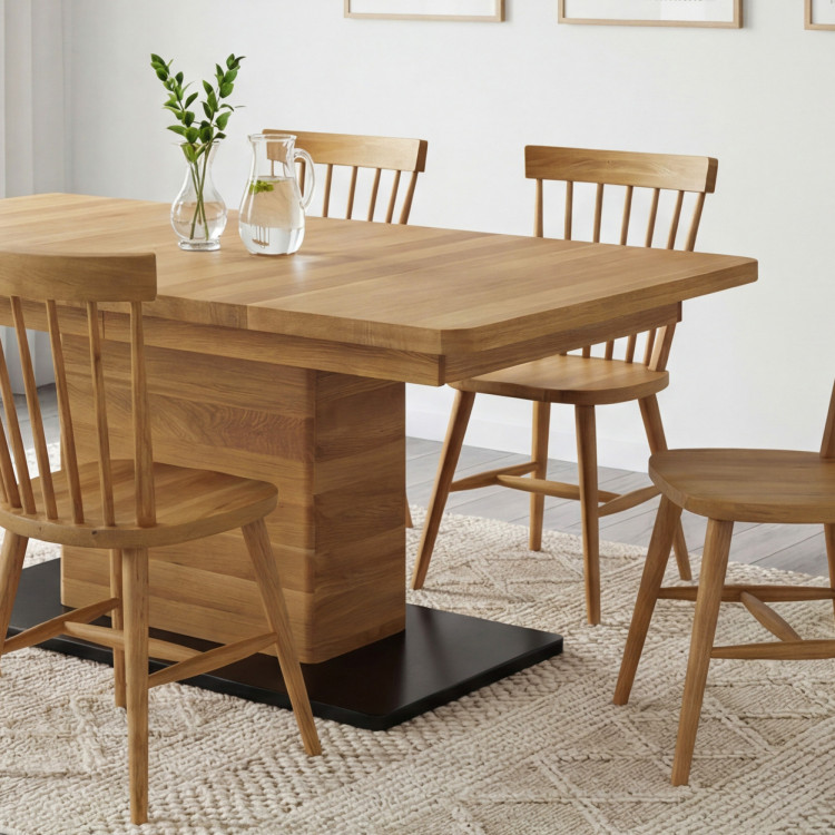 Dubový rozkladací jedálenský stôl na jednej nohe