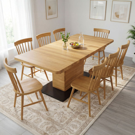 Dubový rozkladací jedálenský stôl na jednej nohe