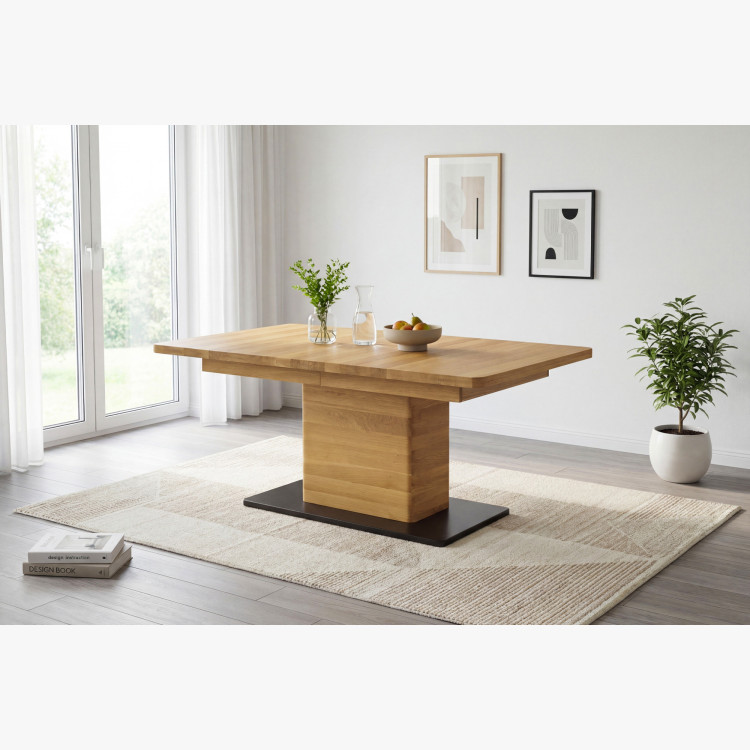 Dubový rozkladací jedálenský stôl na jednej nohe