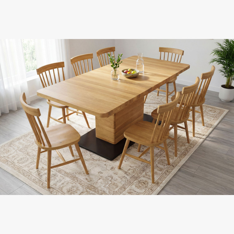 Dubový rozkladací jedálenský stôl na jednej nohe