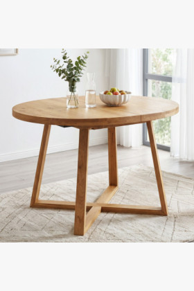 Kruhový rozkladací stôl z dubového dreva ø120