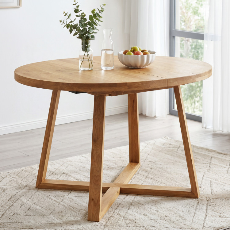 Kruhový rozkladací stôl z dubového dreva ø120