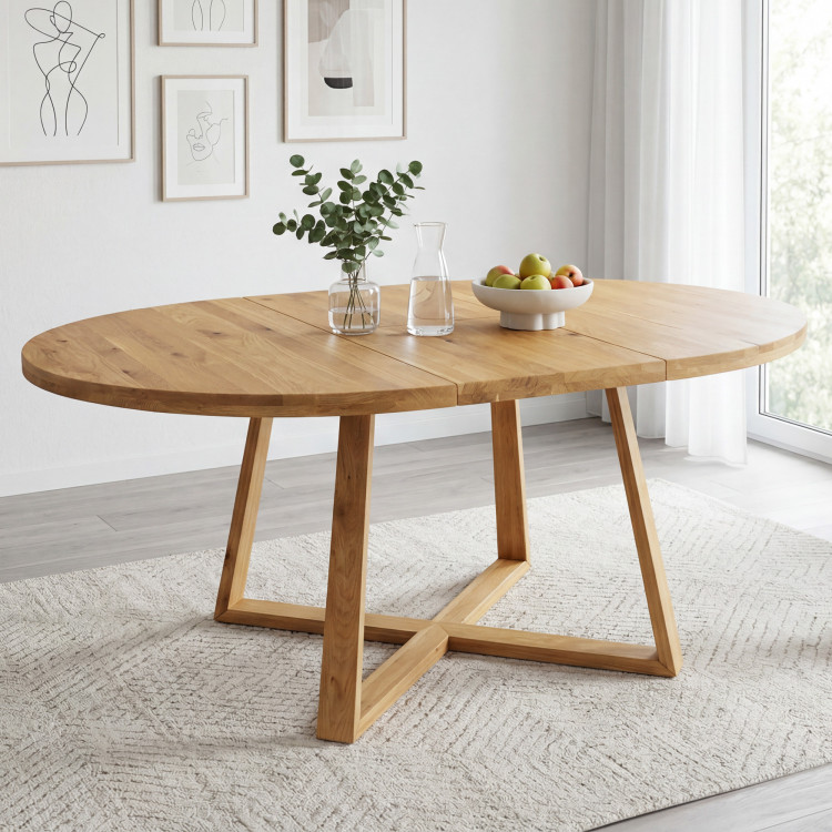 Kruhový rozkladací stôl z dubového dreva ø120