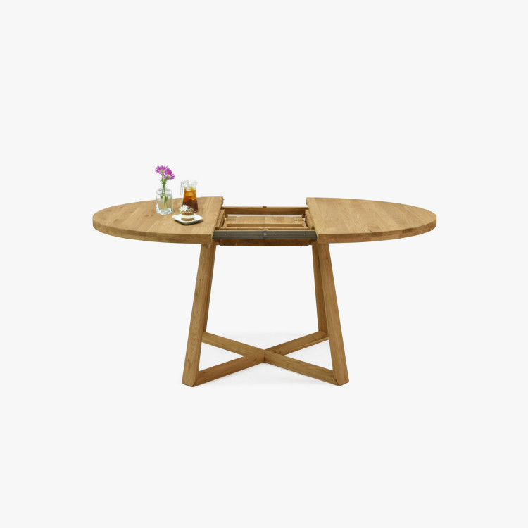 Kruhový rozkladací stôl z dubového dreva ø120