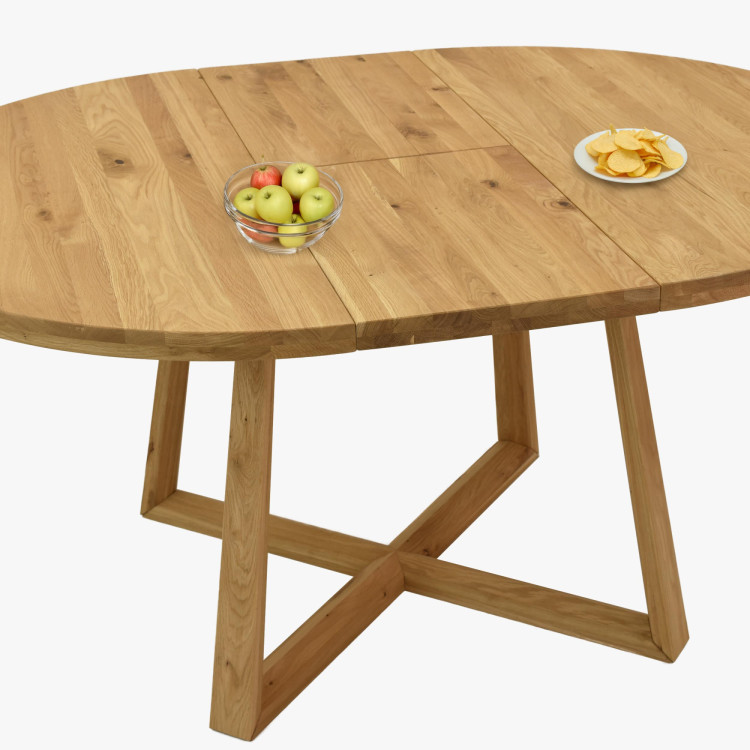 Kruhový rozkladací stôl z dubového dreva ø120