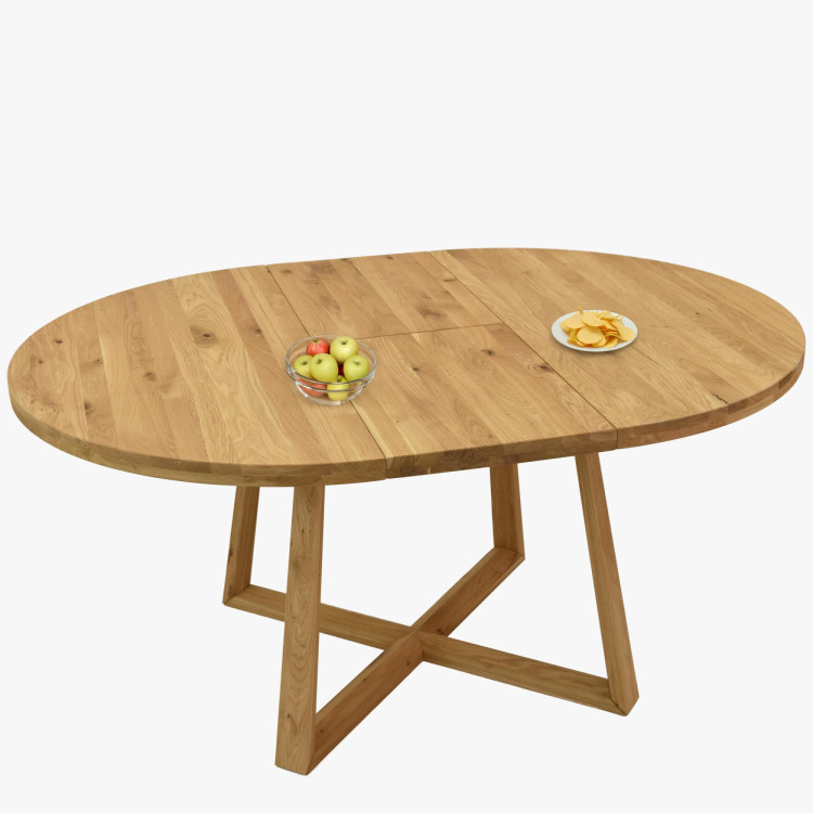 Kruhový rozkladací stôl z dubového dreva ø120