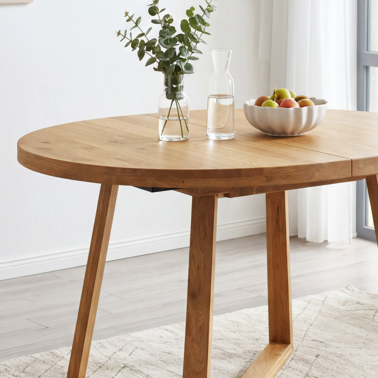 Kruhový rozkladací stôl z dubového dreva ø120