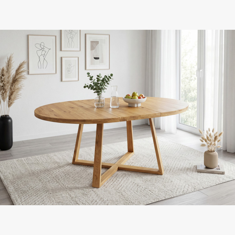 Kruhový rozkladací stôl z dubového dreva ø120