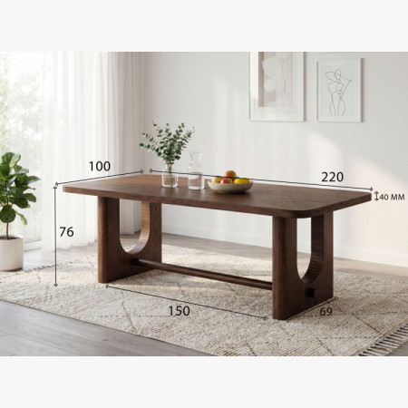 Designový jedálenský stôl 220 cm v farbe orech