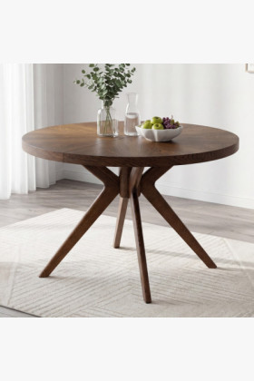 Designový jedálenský okrúhly rozkladací stôl 100 cm v farbe orech