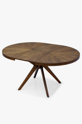 Designový jedálenský okrúhly rozkladací stôl 100 cm v farbe orech 2