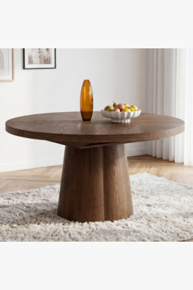 Designový okrúhly rozkladací stôl 130 cm v farbe orech