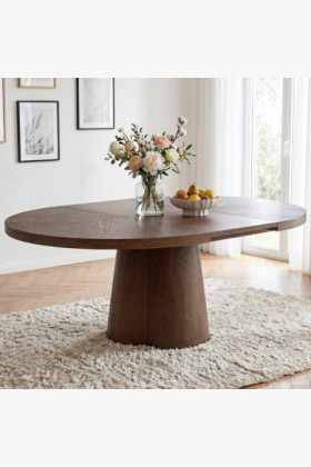 Designový okrúhly rozkladací stôl 130 cm v farbe orech 2