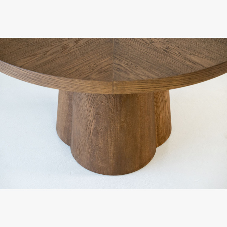 Designový okrúhly rozkladací stôl 130 cm v farbe orech