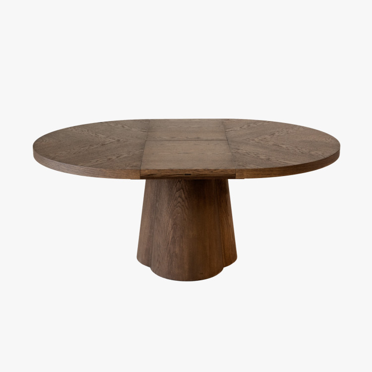 Designový okrúhly rozkladací stôl 130 cm v farbe orech